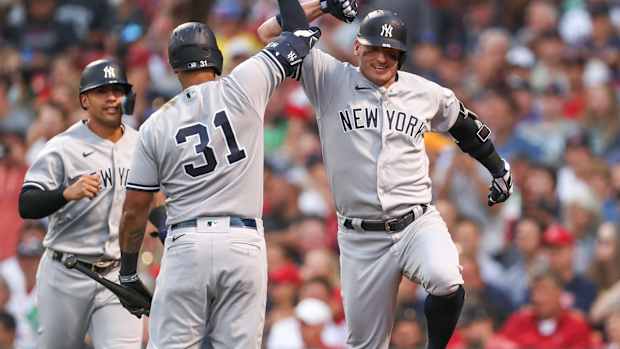 New York Yankees 3B Josh Donaldson celebrates grand slam